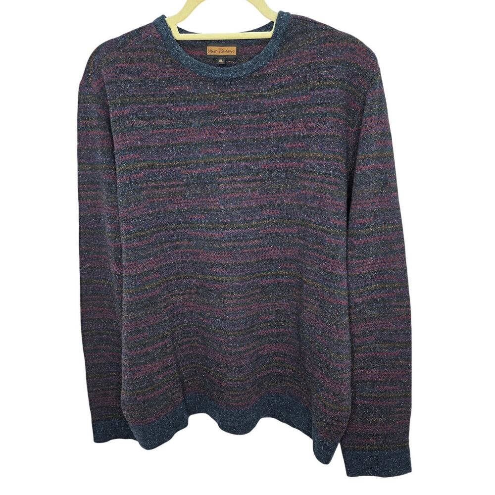 Lenor Romano Wool, Silk & Cotton Blend Men's Long Sleeve Multi Colored Sweater
